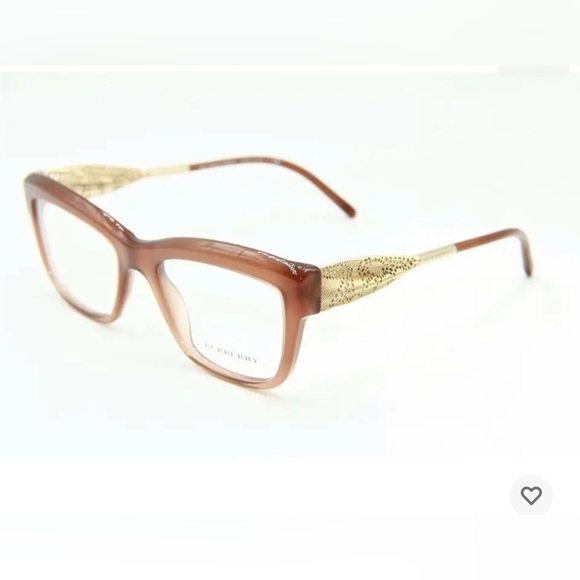 BURBERRY CARAMEL COLOR EYEGLASSES WITH GOLD METAL TEMPLES, CASE & CLEANI… - Picture 2 of 13